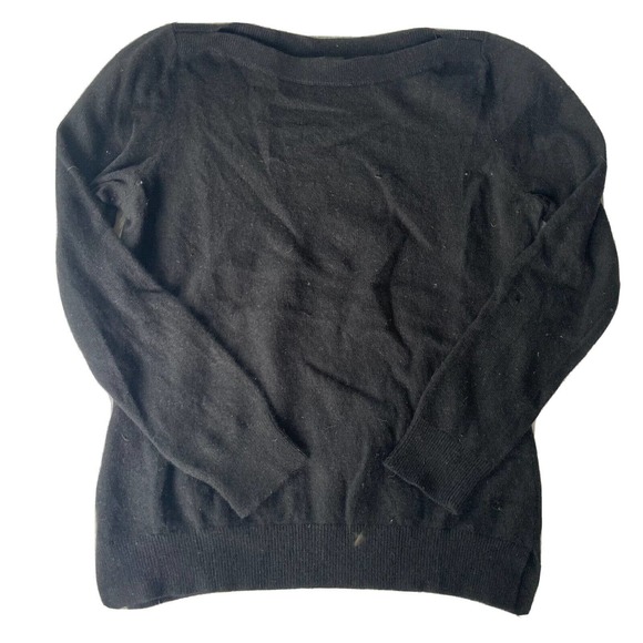 Ann Taylor Sweaters - Ann Taylor Wool/Cashmere Boatneck Sweater Sz Small Black Has Hole Solid Career
